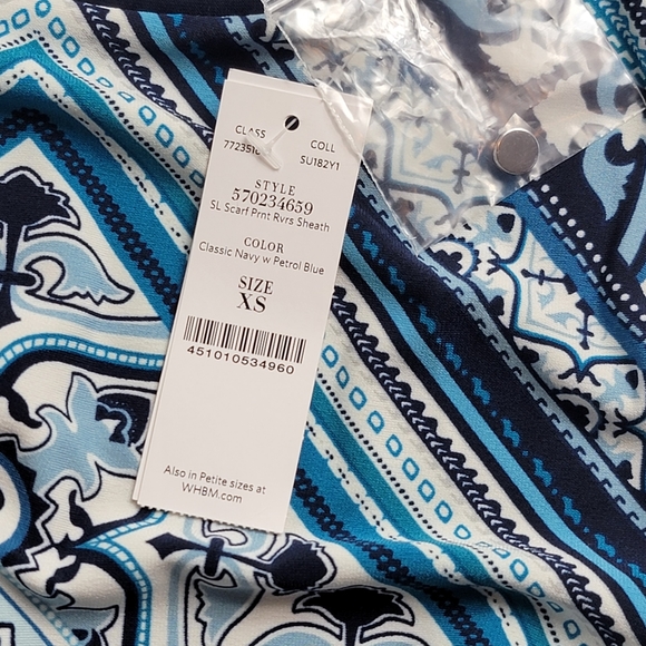 NWT Reversible White House Black Market Reversible Scarf-Print Knit Sheath Dress - Picture 13 of 14